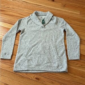 NWT L.L. Bean Heritage Marled Fleece Shawl Collar Pullover Sweater Size M